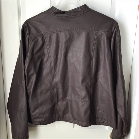 GEORGE: Brown Faux leather jacket coat Size 3X 22/24 - Picture 2 of 9